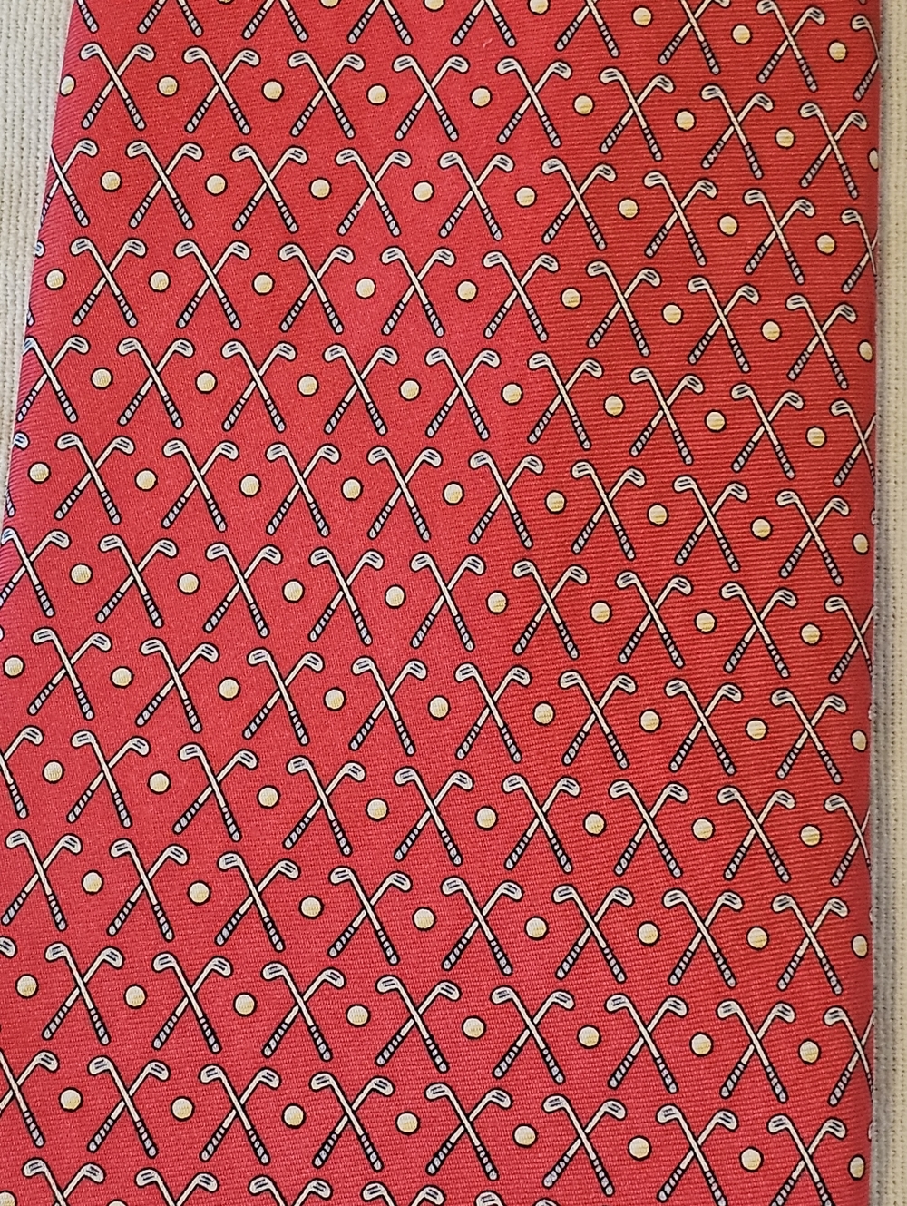 Sero New England Classics 100% Silk Golf Clubs Balls Men's Necktie 60 Inch Red